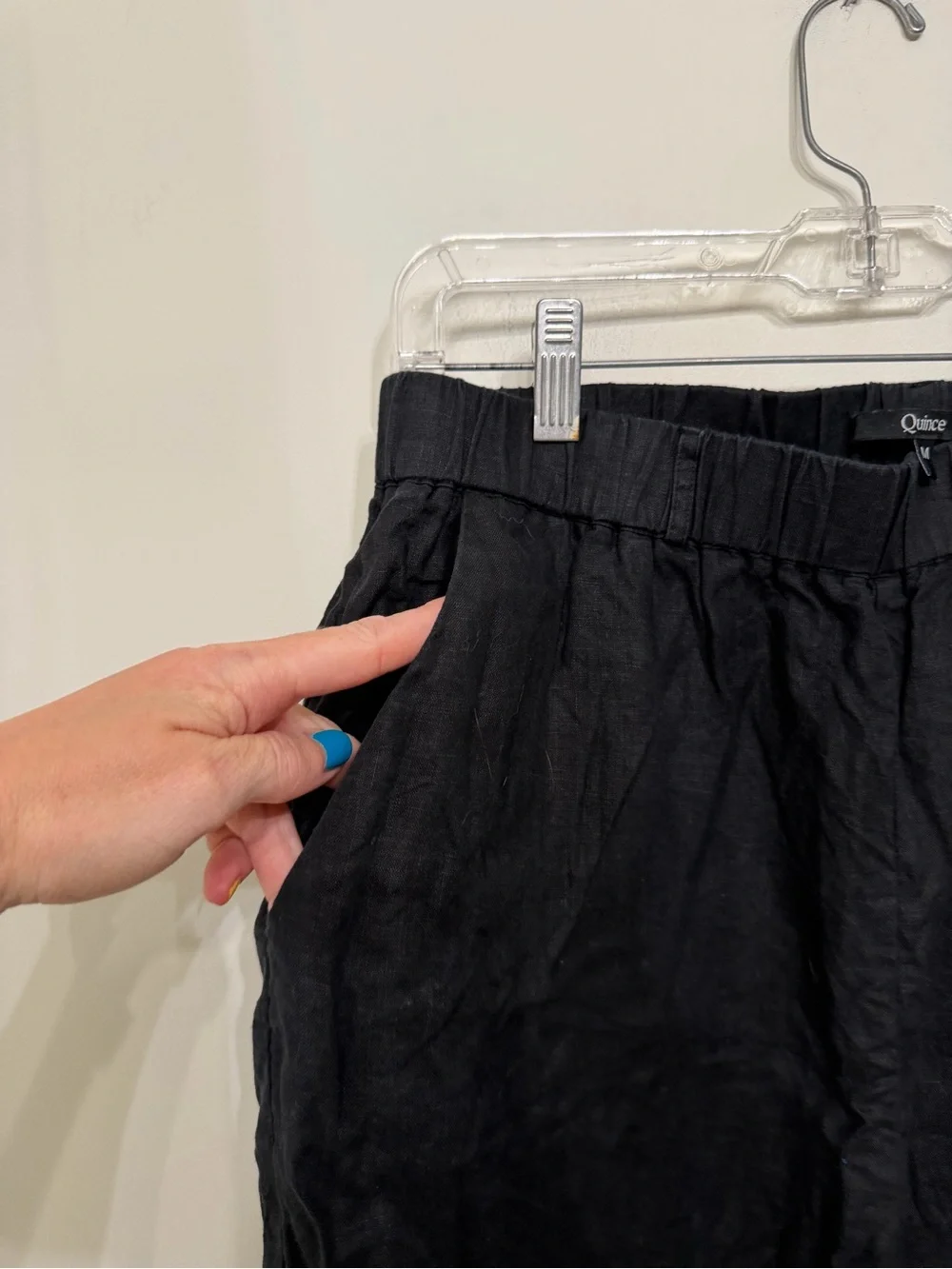 Quince 100% European Linen Pull On Pants Black Summer Straight Leg Women’s M